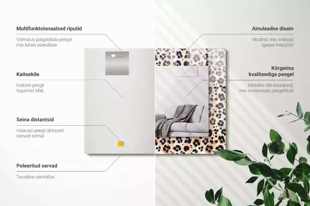 Lustro dekoracyjne z nadrukiem w motyw panterki