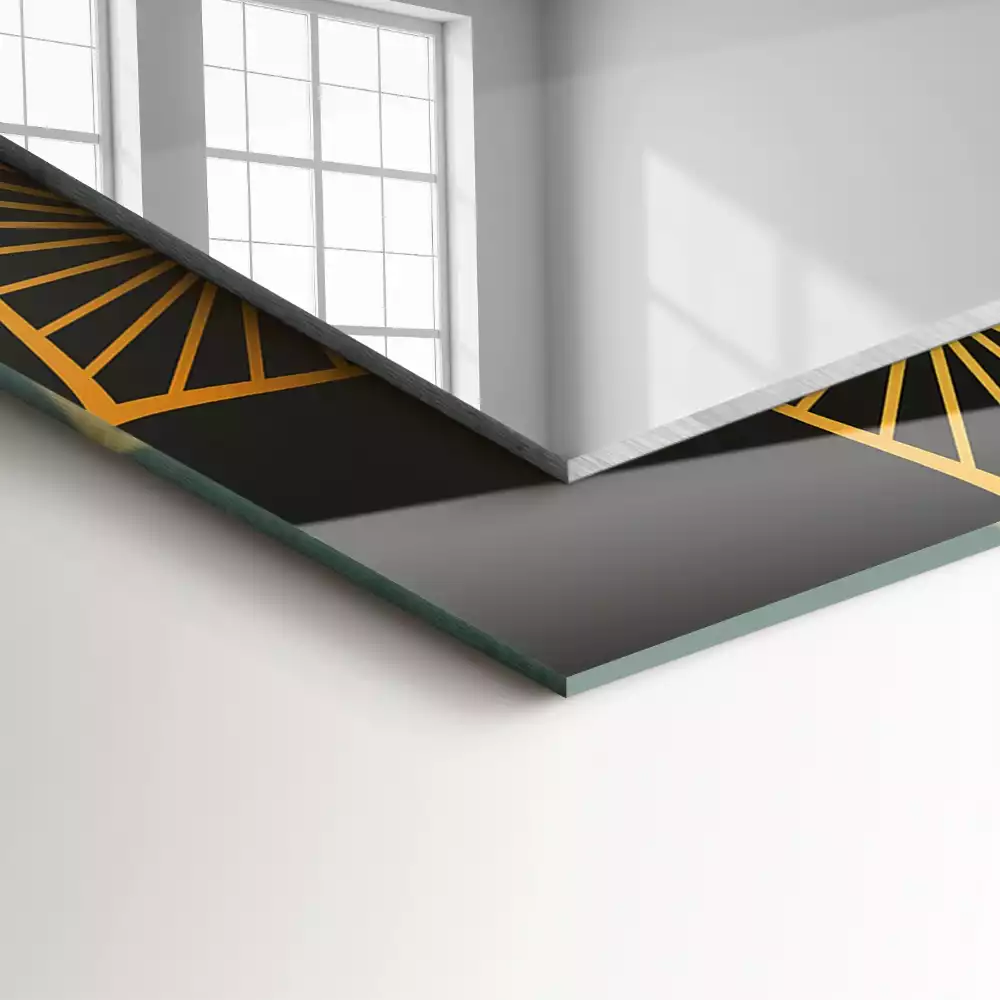 Lustro dekoracyjne z nadrukiem z motywem mandali w prostokątnym kształcie