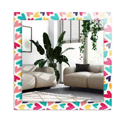 Lustro dekoracyjne prostokątne Kolorowe serca wzór