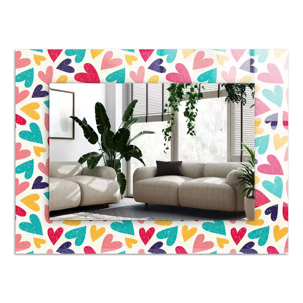 Lustro dekoracyjne prostokątne z motywem kolorowych serc