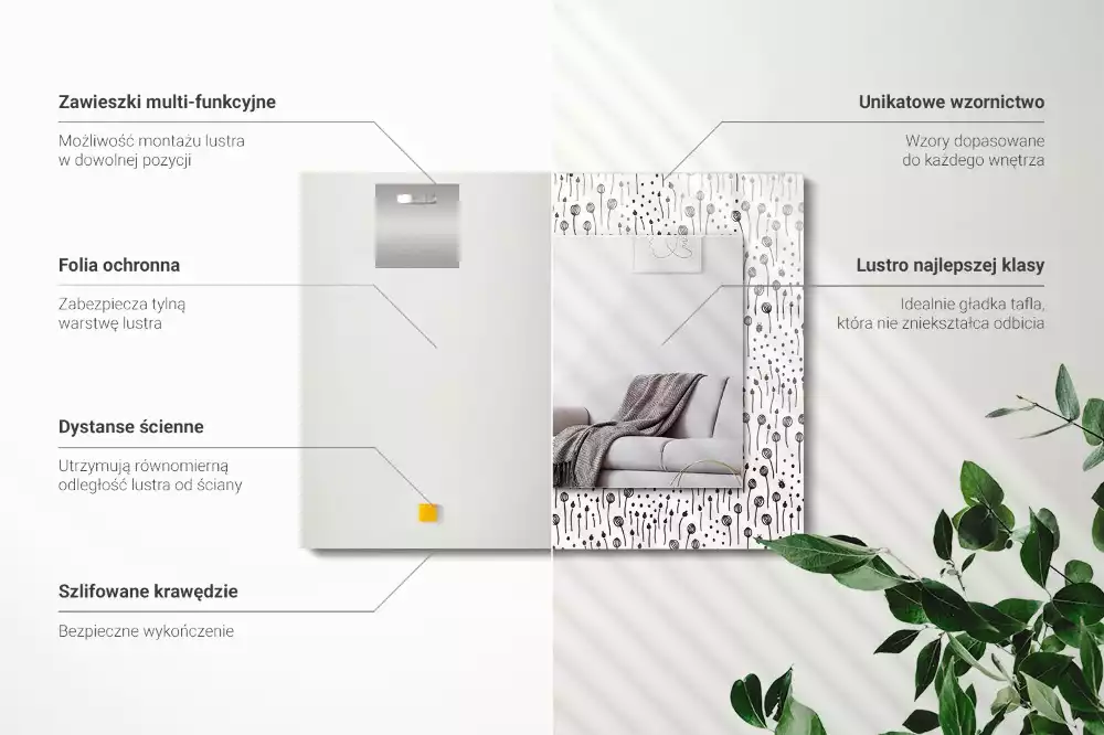 Lustro dekoracyjne prostokątne z nadrukiem "Minimalistyczna Natura"