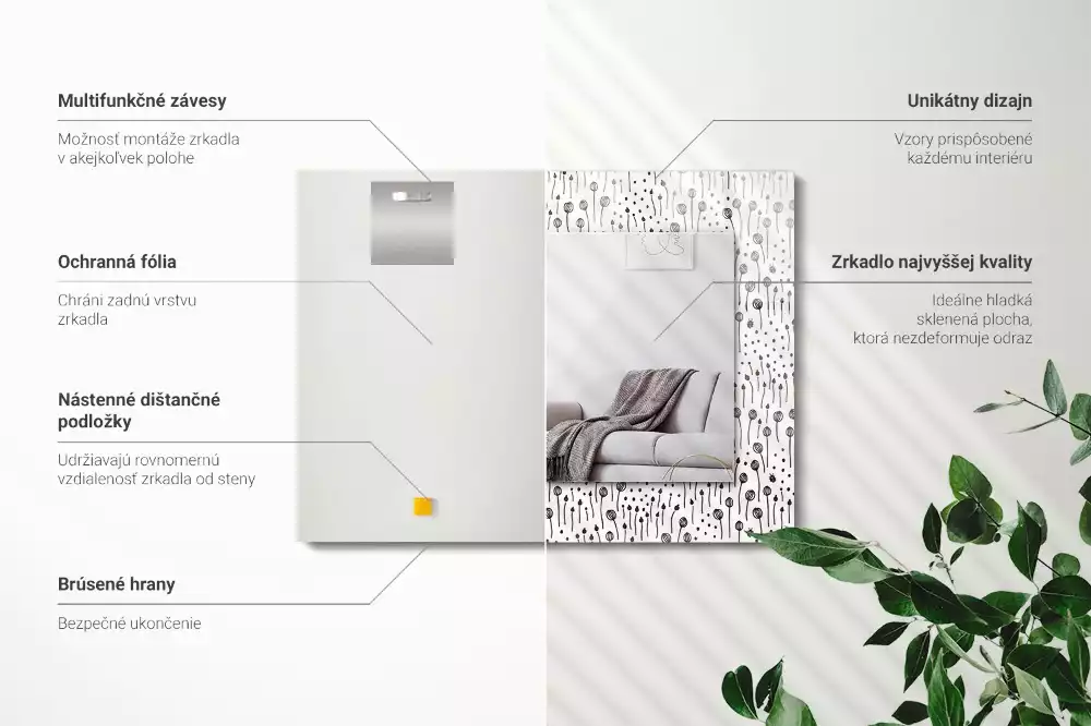 Lustro dekoracyjne prostokątne z nadrukiem "Minimalistyczna Natura"