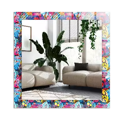 Lustro prostokątne z nadrukiem w kolorowy abstrakcyjny wzór