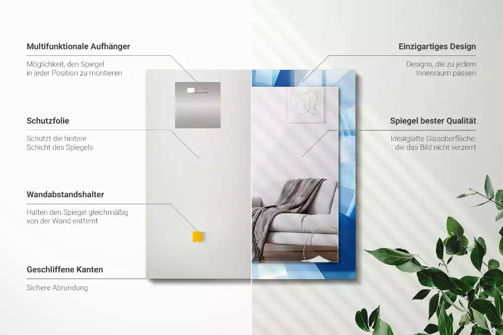 Lustro dekoracyjne z nadrukiem w motywie abstrakcyjnego tunelu, prostokątne