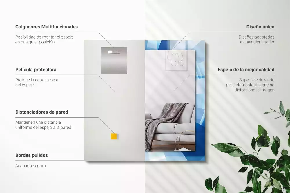 Lustro dekoracyjne z nadrukiem w motywie abstrakcyjnego tunelu, prostokątne