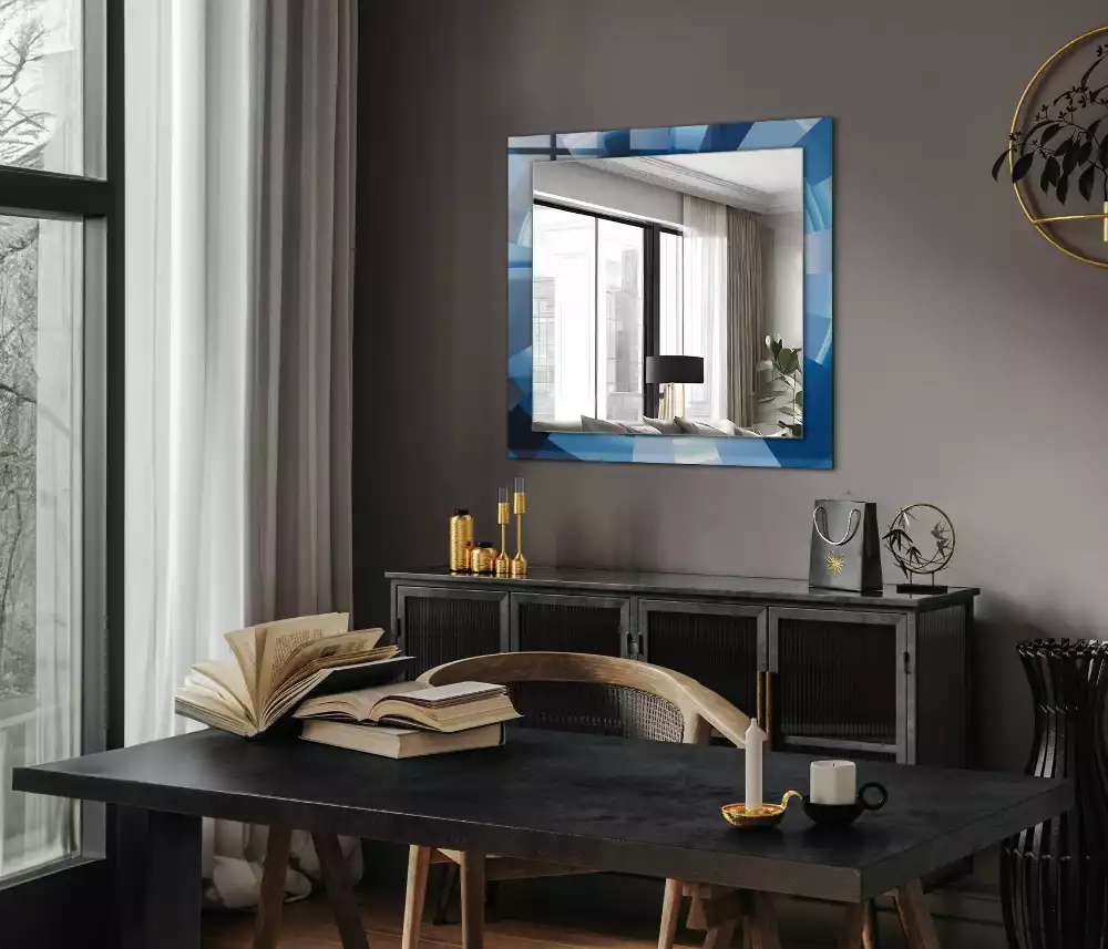 Lustro dekoracyjne z nadrukiem w motywie abstrakcyjnego tunelu, prostokątne