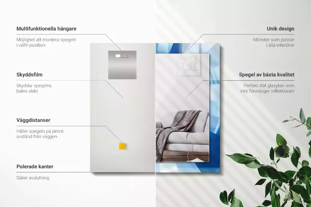 Lustro dekoracyjne z nadrukiem w motywie abstrakcyjnego tunelu, prostokątne