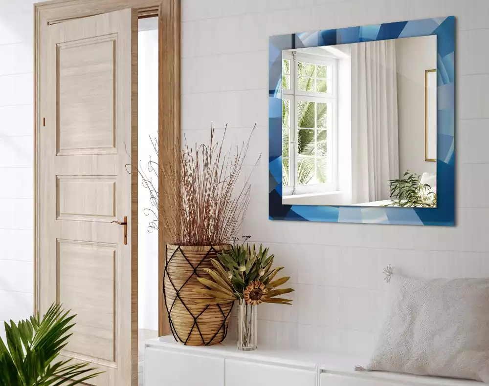 Lustro dekoracyjne z nadrukiem w motywie abstrakcyjnego tunelu, prostokątne