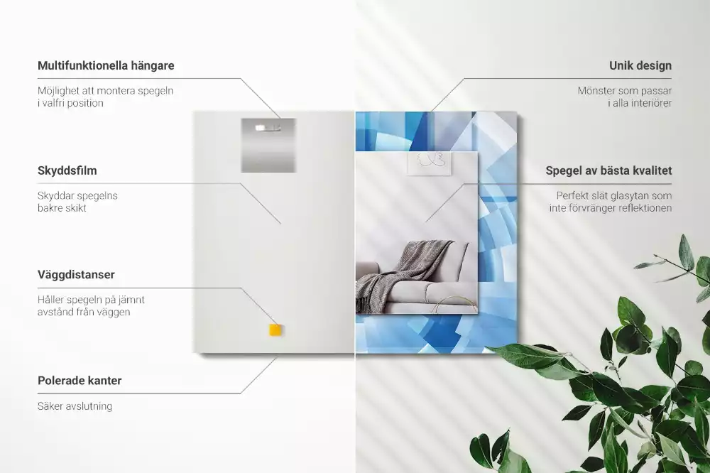 Lustro dekoracyjne z nadrukiem w motywie abstrakcyjnego tunelu, prostokątne