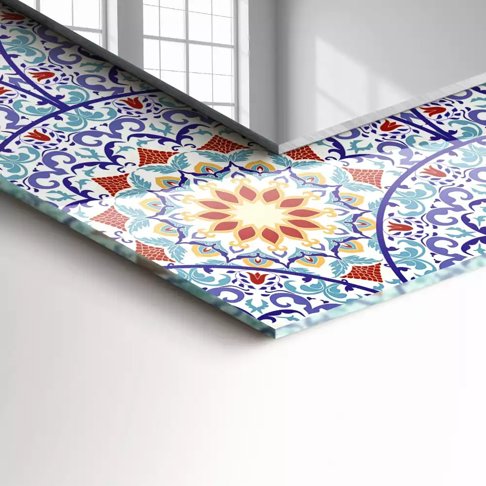 Lustro dekoracyjne prostokątne z nadrukiem w motyw mandali