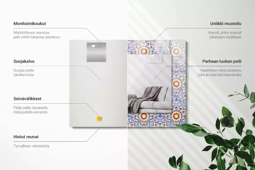 Lustro dekoracyjne prostokątne z nadrukiem w motyw mandali