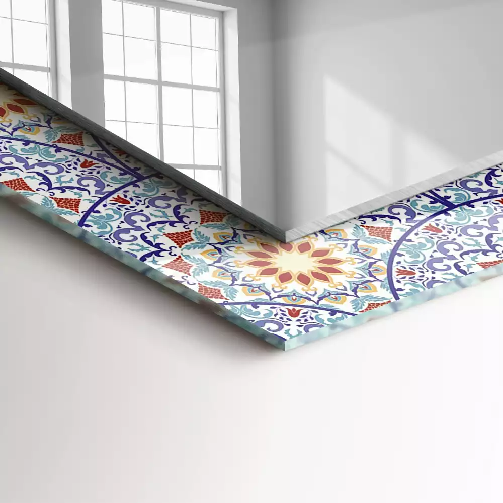 Lustro dekoracyjne prostokątne z nadrukiem w motyw mandali