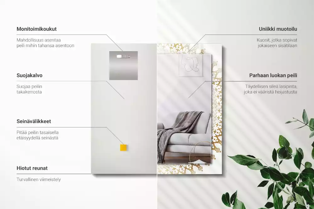 Lustro dekoracyjne prostokątne z motywem mandali