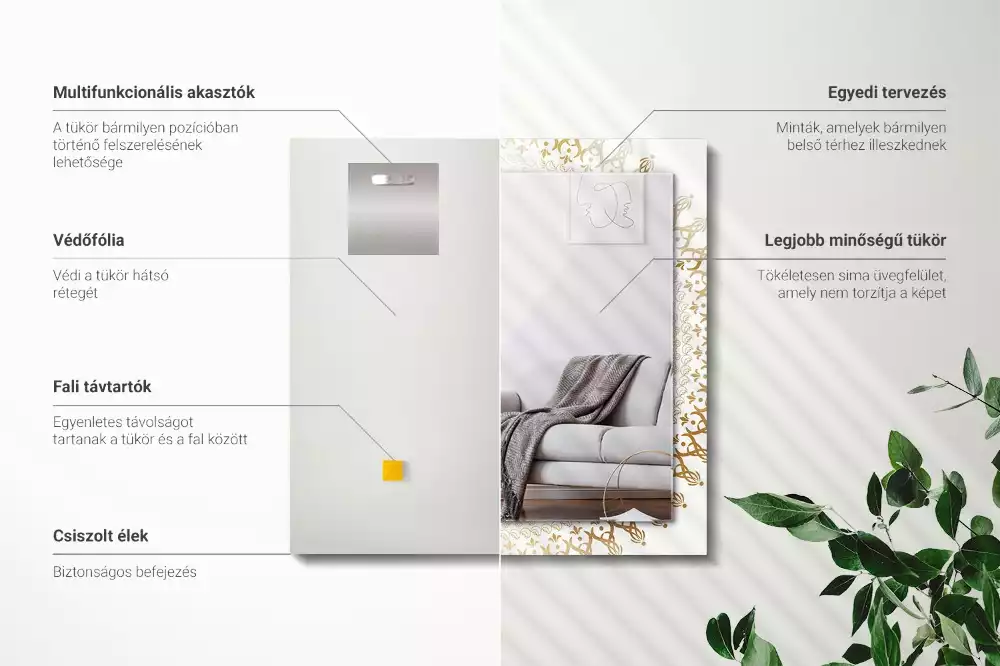 Lustro dekoracyjne prostokątne z motywem mandali