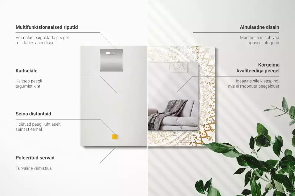 Lustro dekoracyjne prostokątne z motywem mandali