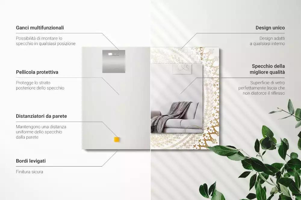 Lustro dekoracyjne prostokątne z motywem mandali