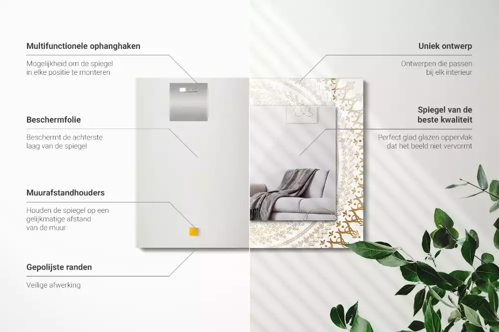 Lustro dekoracyjne prostokątne z motywem mandali