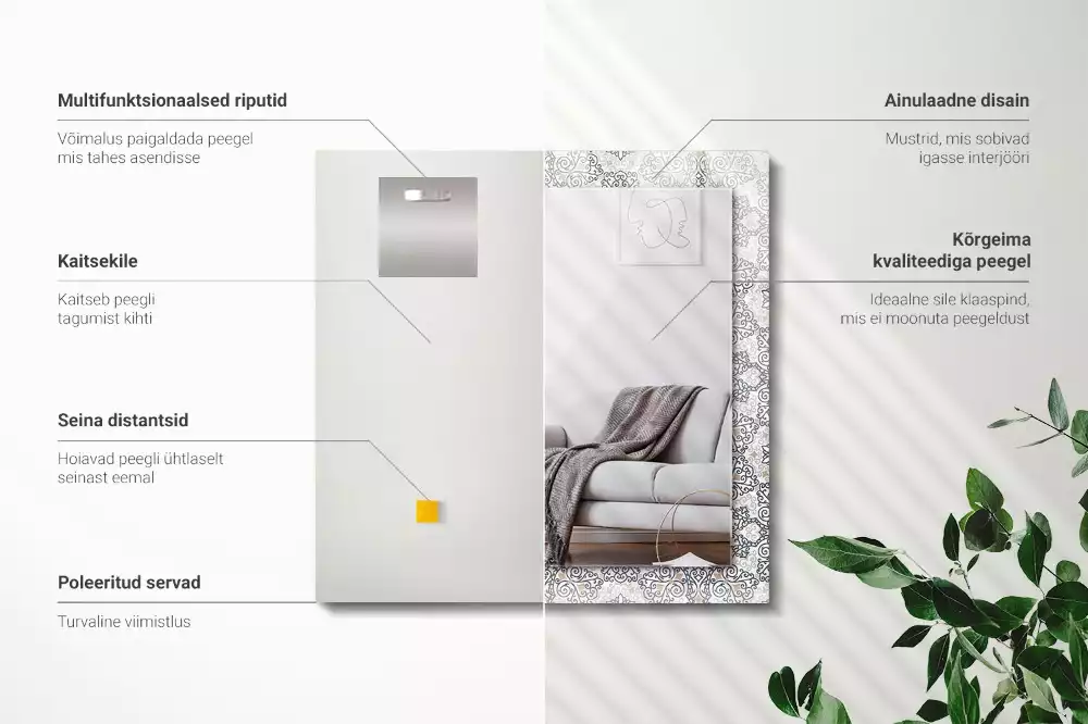 Lustro dekoracyjne prostokątne z ornamentowym wzorem