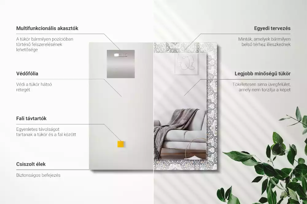 Lustro dekoracyjne prostokątne z ornamentowym wzorem