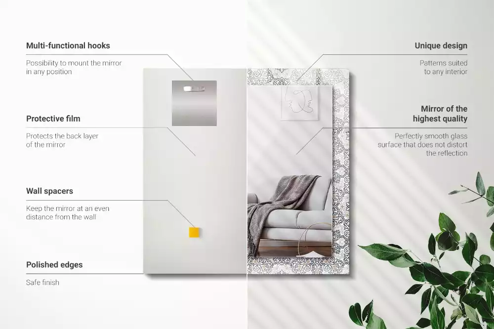 Lustro dekoracyjne prostokątne z ornamentowym wzorem