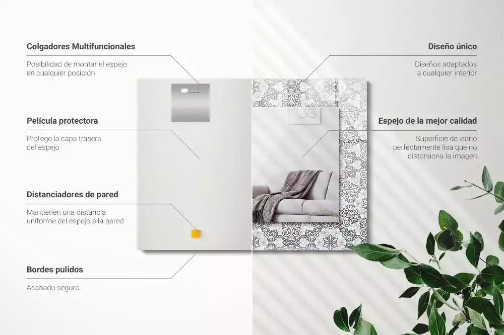 Lustro dekoracyjne prostokątne z ornamentowym wzorem