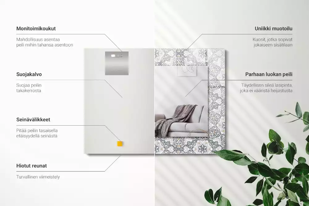 Lustro dekoracyjne prostokątne z ornamentowym wzorem