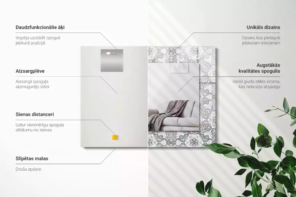 Lustro dekoracyjne prostokątne z ornamentowym wzorem