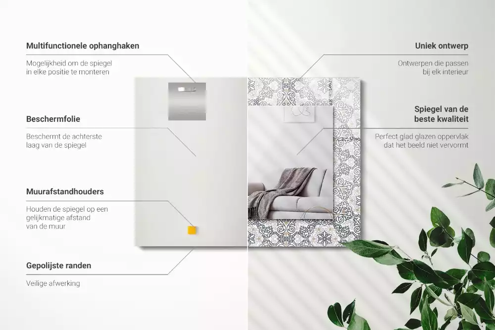 Lustro dekoracyjne prostokątne z ornamentowym wzorem