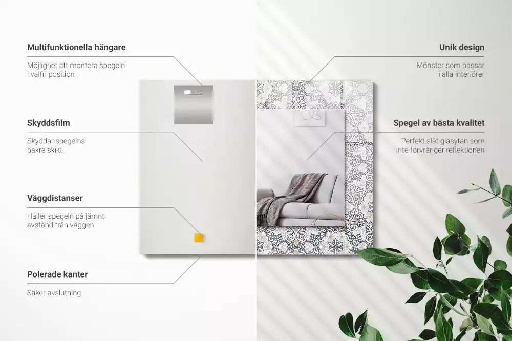 Lustro dekoracyjne prostokątne z ornamentowym wzorem