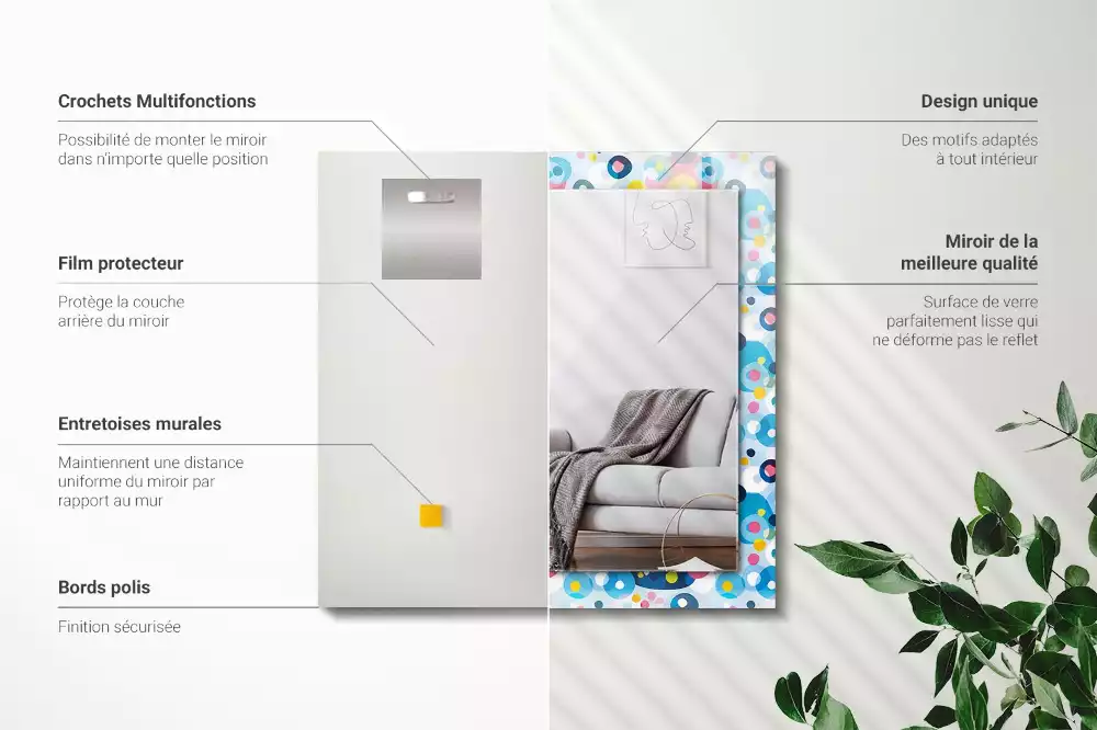 Lustro dekoracyjne z nadrukiem w kolorowe abstrakcyjne wzory