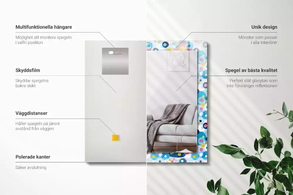 Lustro dekoracyjne z nadrukiem w kolorowe abstrakcyjne wzory