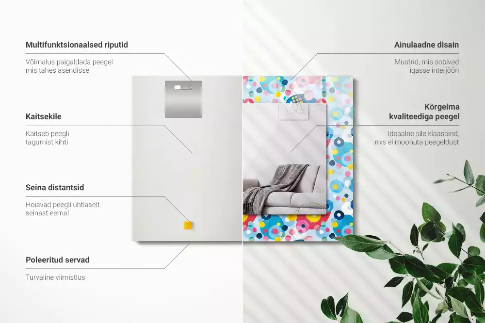 Lustro dekoracyjne z nadrukiem w kolorowe abstrakcyjne wzory