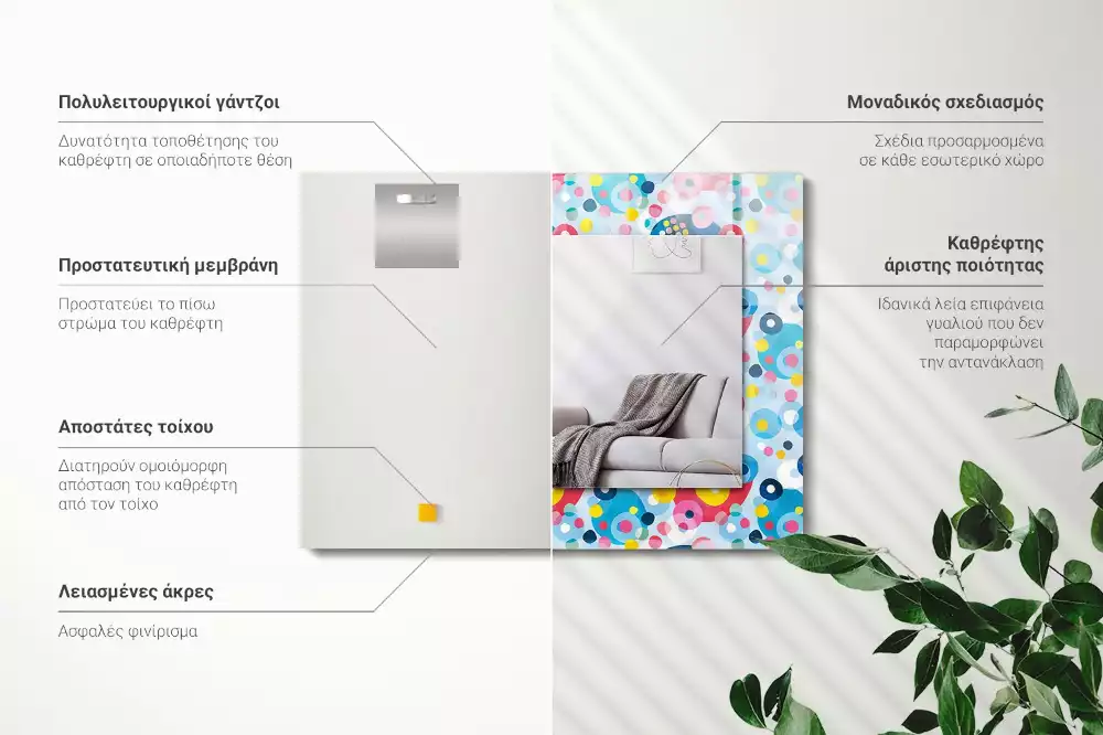 Lustro dekoracyjne z nadrukiem w kolorowe abstrakcyjne wzory