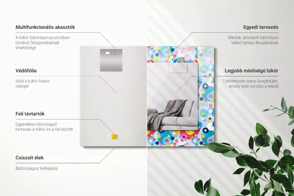 Lustro dekoracyjne z nadrukiem w kolorowe abstrakcyjne wzory