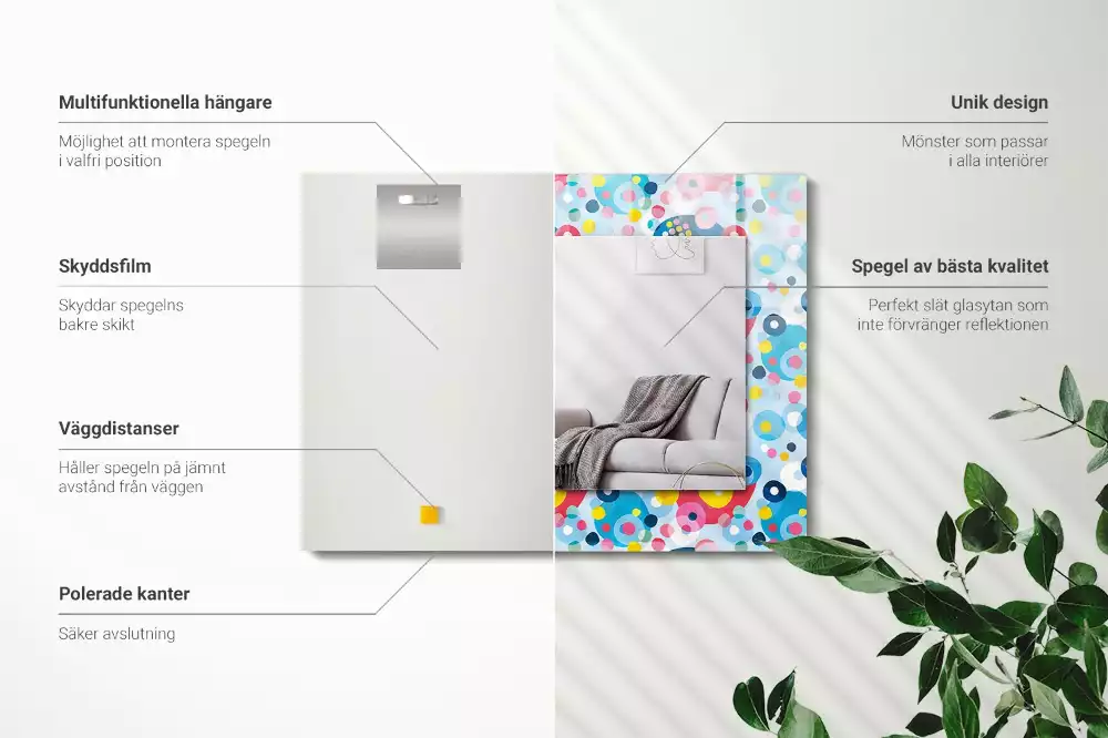 Lustro dekoracyjne z nadrukiem w kolorowe abstrakcyjne wzory