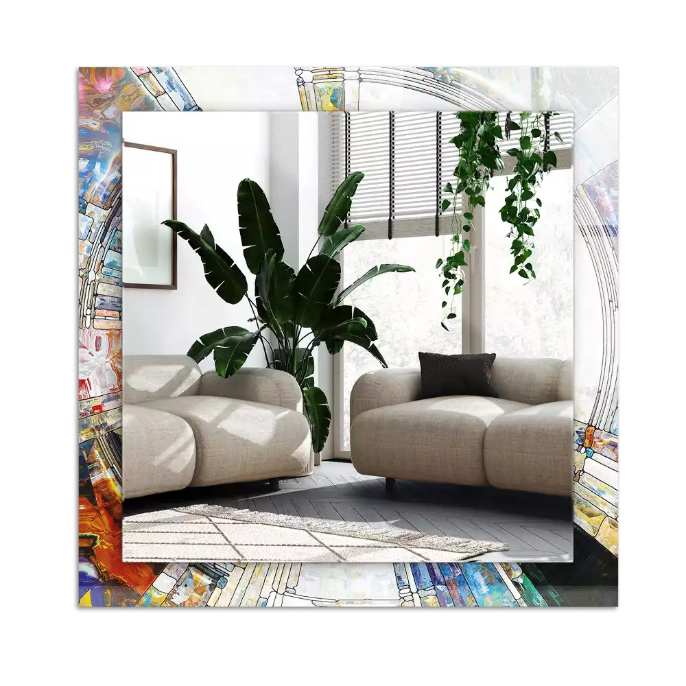 Lustro dekoracyjne prostokątne z motywem abstrakcyjnej mozaiki okręgów