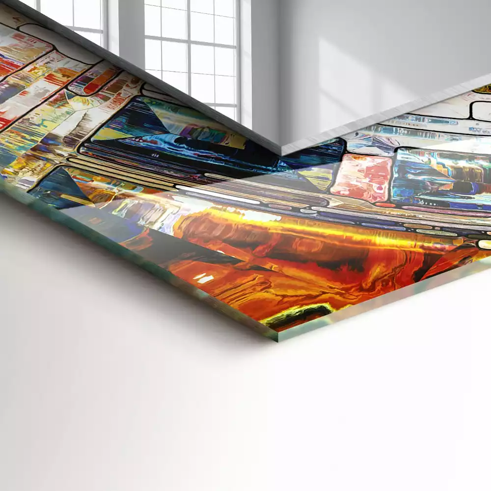 Lustro dekoracyjne prostokątne z motywem abstrakcyjnej mozaiki okręgów