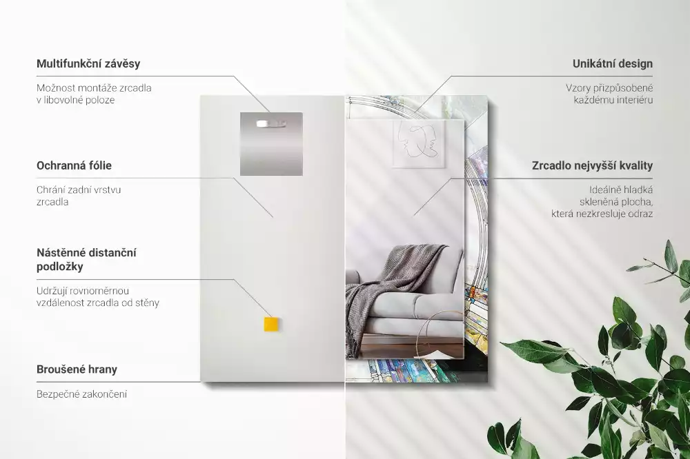 Lustro dekoracyjne prostokątne z motywem abstrakcyjnej mozaiki okręgów