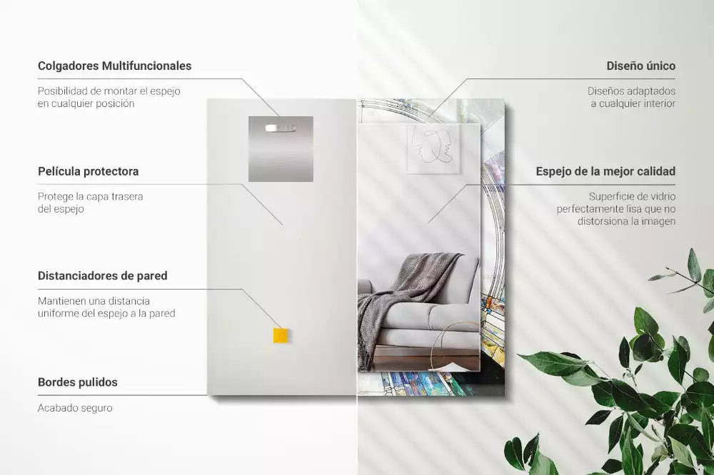 Lustro dekoracyjne prostokątne z motywem abstrakcyjnej mozaiki okręgów