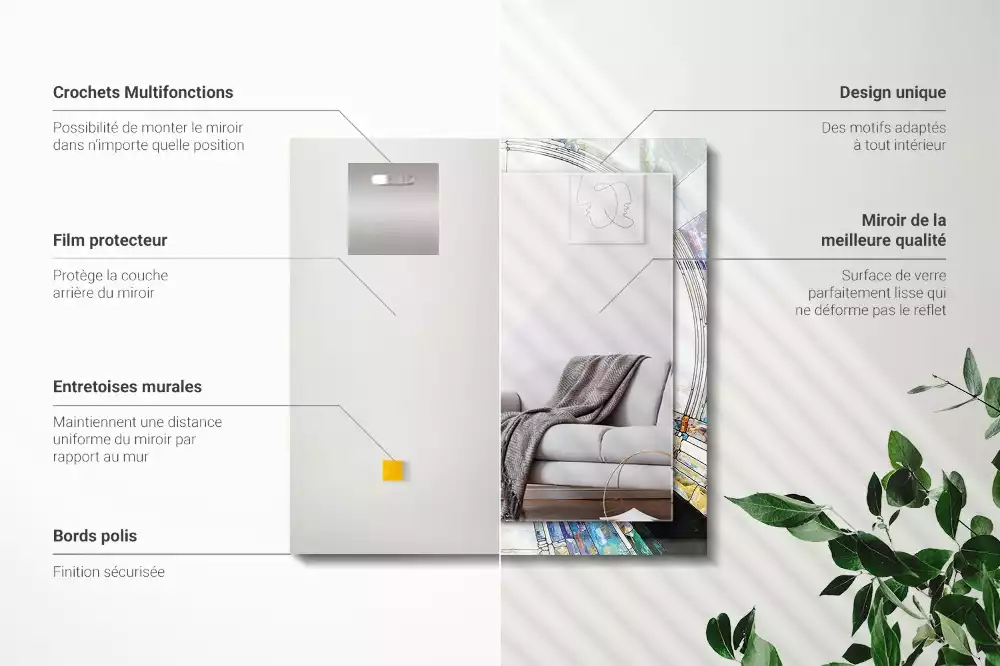 Lustro dekoracyjne prostokątne z motywem abstrakcyjnej mozaiki okręgów