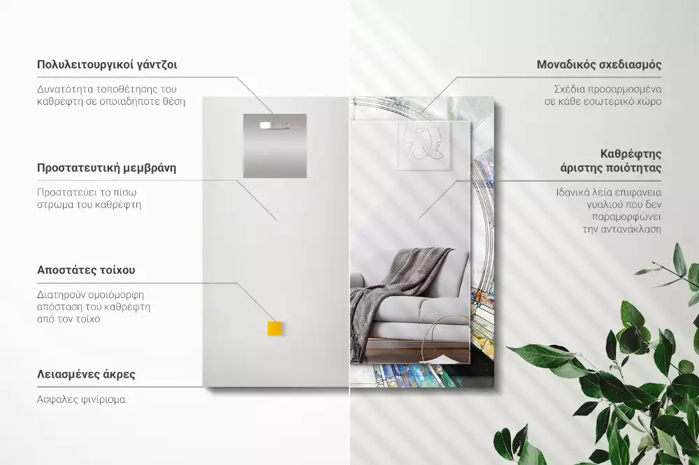 Lustro dekoracyjne prostokątne z motywem abstrakcyjnej mozaiki okręgów