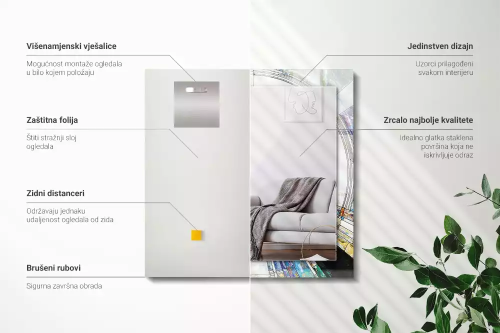 Lustro dekoracyjne prostokątne z motywem abstrakcyjnej mozaiki okręgów