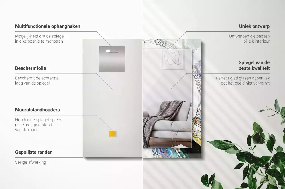 Lustro dekoracyjne prostokątne z motywem abstrakcyjnej mozaiki okręgów