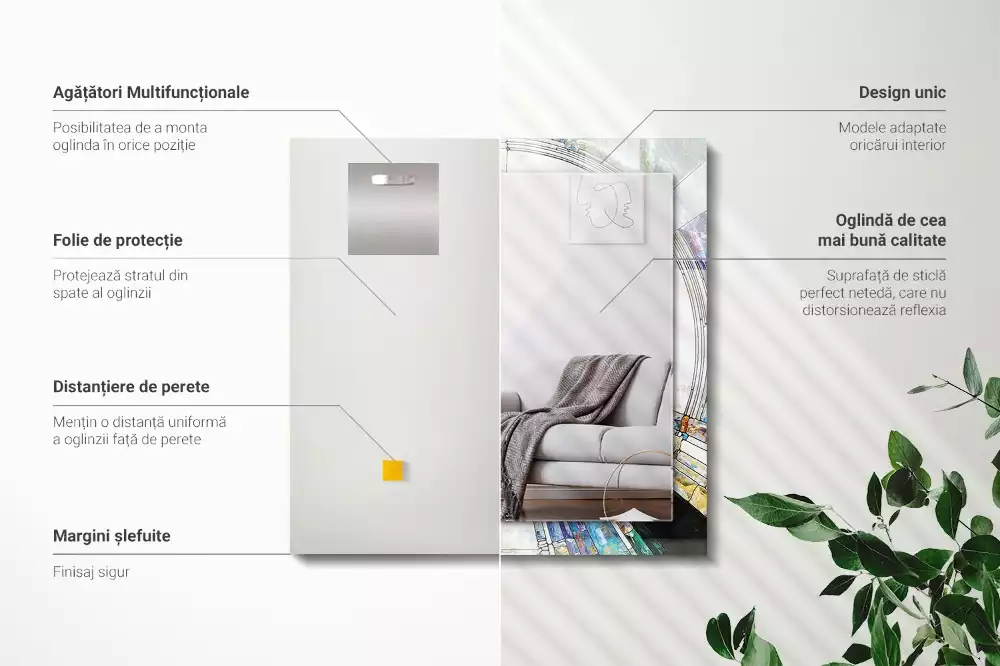 Lustro dekoracyjne prostokątne z motywem abstrakcyjnej mozaiki okręgów