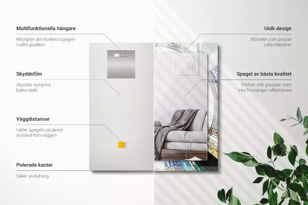 Lustro dekoracyjne prostokątne z motywem abstrakcyjnej mozaiki okręgów