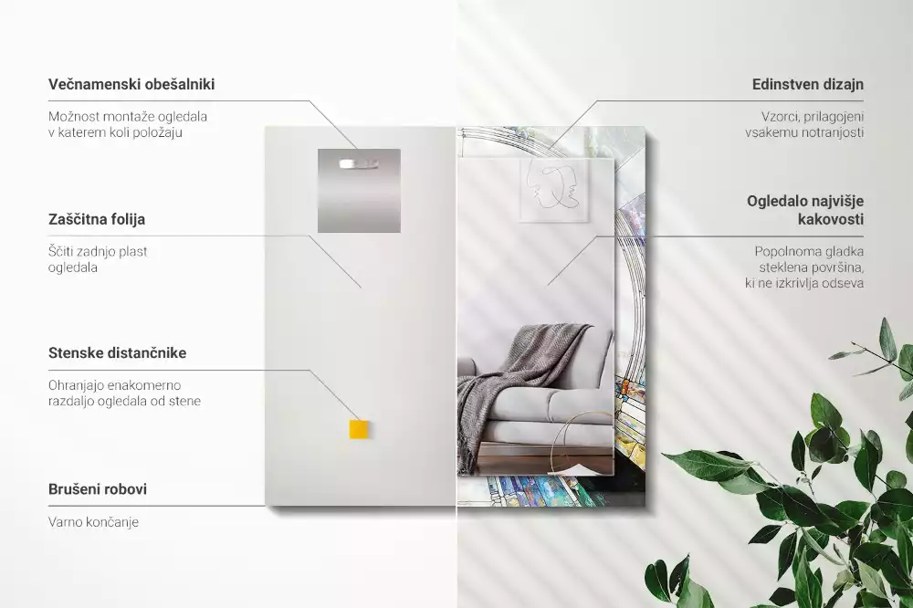 Lustro dekoracyjne prostokątne z motywem abstrakcyjnej mozaiki okręgów