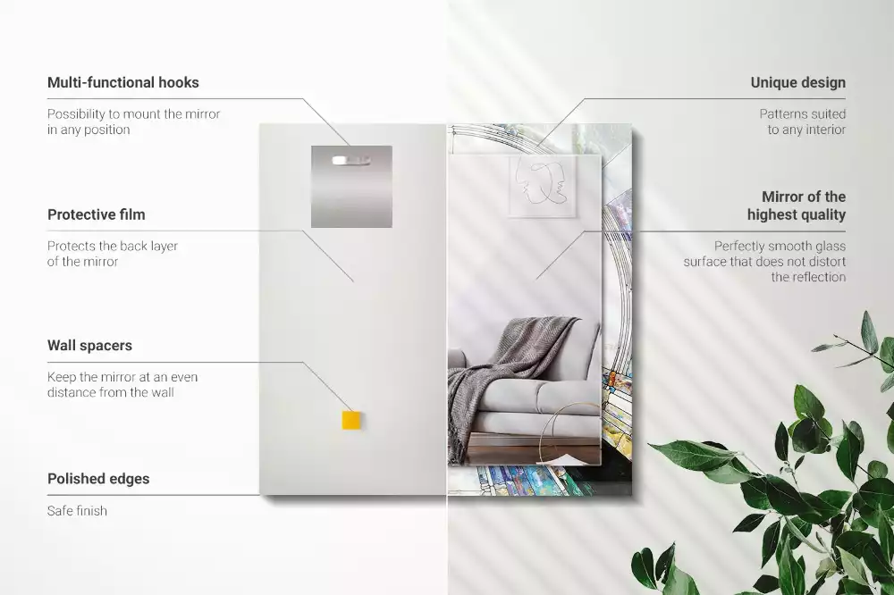 Lustro dekoracyjne prostokątne z motywem abstrakcyjnej mozaiki okręgów