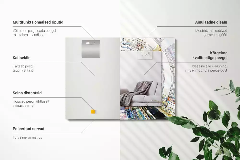 Lustro dekoracyjne prostokątne z motywem abstrakcyjnej mozaiki okręgów