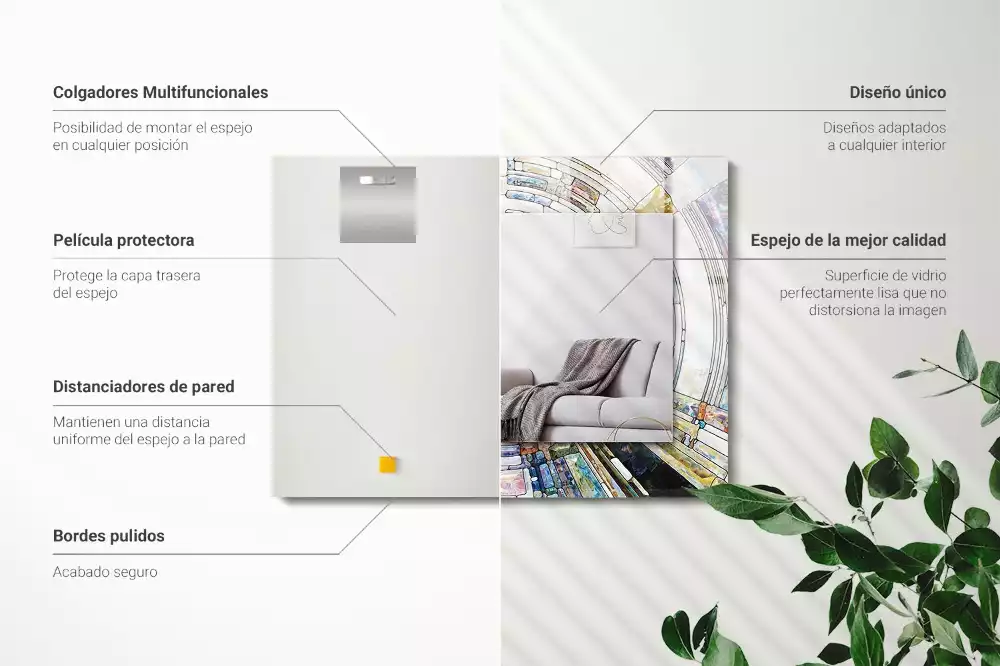 Lustro dekoracyjne prostokątne z motywem abstrakcyjnej mozaiki okręgów