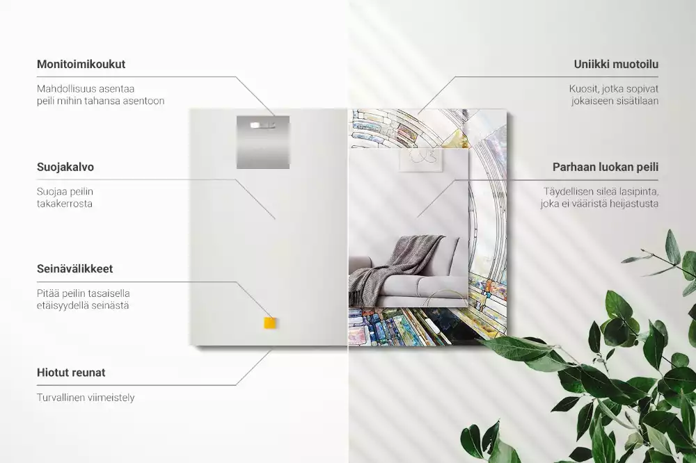 Lustro dekoracyjne prostokątne z motywem abstrakcyjnej mozaiki okręgów